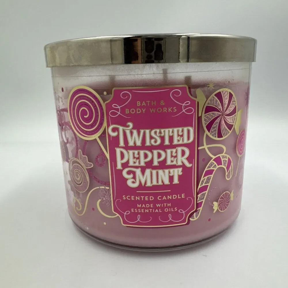 Bath and Body Works Twisted Peppermint Scented Candle 3-Wick (14.5 OZ / 411 G) - Picture 1 of 3